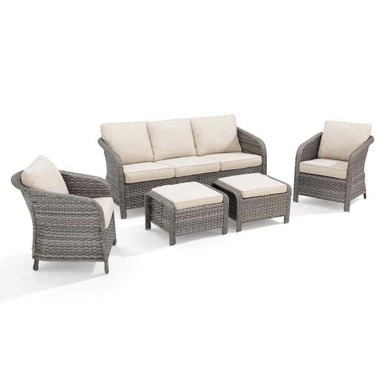 Pocassy Outdoor Patio Furniture Wicker Sofa Chair Set