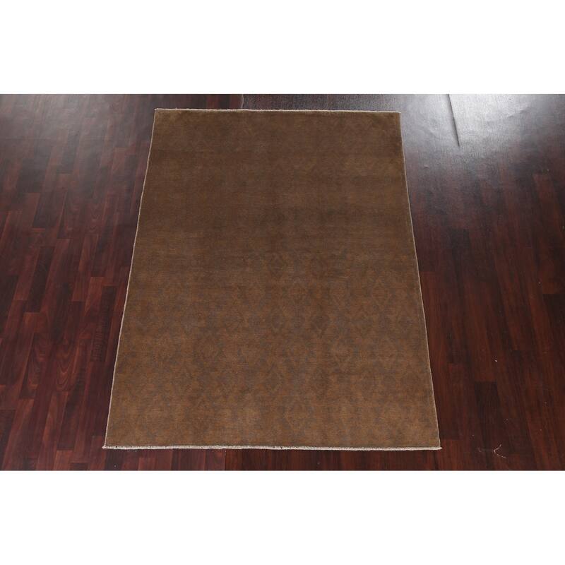 Brown Geometric Gabbeh Kashkoli Oriental Area Rug Handmade Wool Carpet - 5'8" x 7'8"