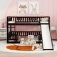 preview thumbnail 30 of 42, Full Over Full Wooden Bunk Bed,Low Bunk Bed with Built-In Ladders and Slides Espresso