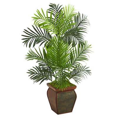 Artificial Palm Tree Indoor - 3ft Rococo Romance Palm with Planter - Elegant Home Decor Accent - 3ft.