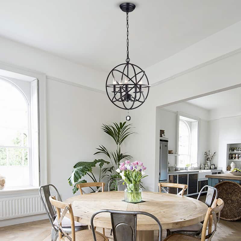 Notus Black-finish Metal and Crystal 5-light Foyer Pendant