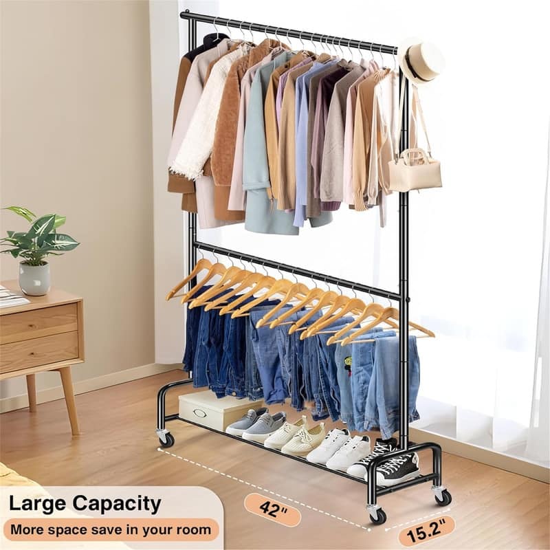 Heavy Duty Clothing Racks for Hanging Clothes Rack - 15.8"D x 47.2"W x 70.9"H