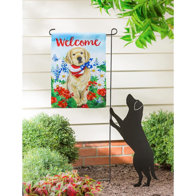 12.5 in. x 18 in. Dog with Patriotic Bandana Garden Suede Flag