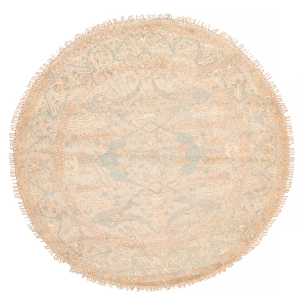 ECARPETGALLERY Hand-knotted Royal Oushak Beige Wool Rug - 5'10 x 5'10