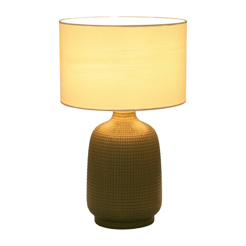 Sagebrook Home Textured Modern 19"H Ceramic Cylinder Mesh Table Lamp, Set Of 2 - 11" x 11" x 19"