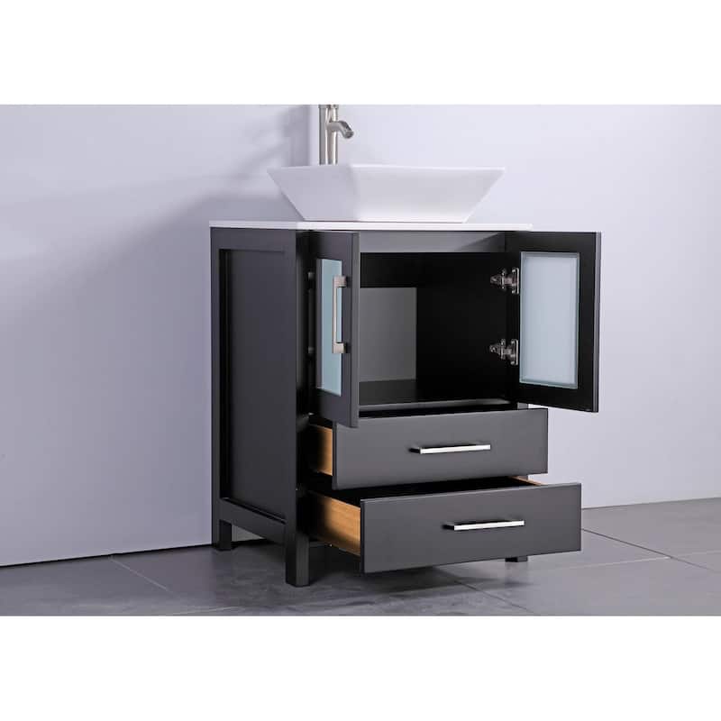 Vanity Art 84-Inch Double Sink Bathroom Vanity Set with Engineered Marble Top and Free Mirror - 84 W X 18.5 D X 31.1 H