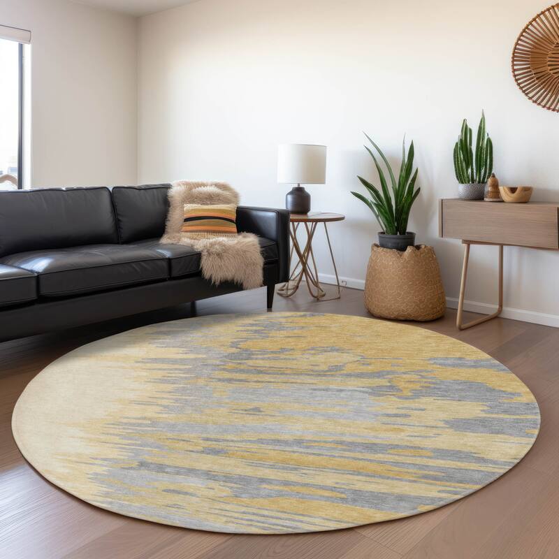 Premium Washable Super Soft Modern Ombre Mayfield Rug - Gold - 8' x 8'