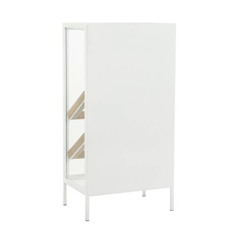 Metal 10-Bottle Wine Rack with Wine Glass Holders and Wood Accents - Black or White