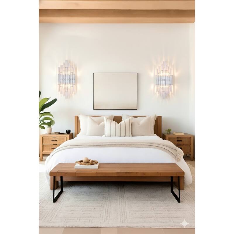 2-Light Chrome Metal Wall Sconce With Clear Rods