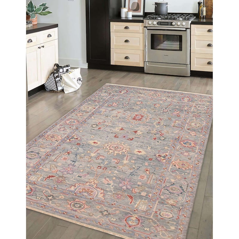 ECARPETGALLERY Hand-knotted Modern Oushak Light Denim Blue Wool Rug - 5' 11" x 9' 5"