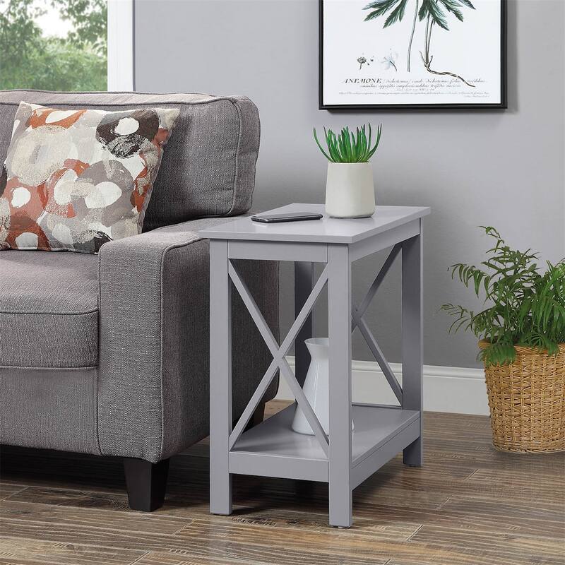 Chairside End Table with Shelf, Slim Design with Two Open Tiers, Timeless Accent Storage Table for Living Room or Bedroom
