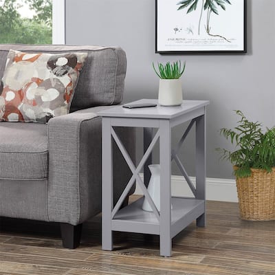 Chairside End Table with Shelf, Slim Design with Two Open Tiers, Timeless Accent Storage Table for Living Room or Bedroom