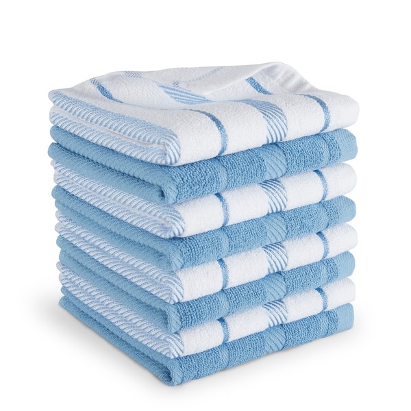 KitchenAid Albany Dishcloth Set 8-Pack - 12"x12" - Blue Velvet/White