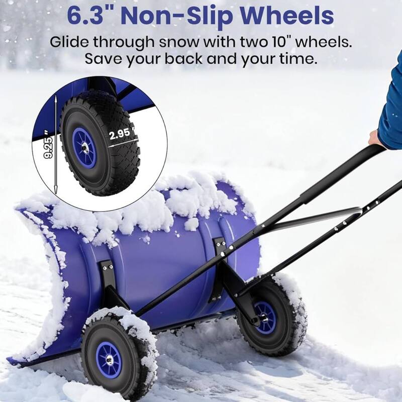 Heavy Duty U-Shaped Rod 36-Inch Steel Snow Shovel Plow for Driveways, Sidewalks, Yards