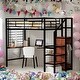 preview thumbnail 1 of 16, Twin Size Loft Bed With Desk,Lateral Storage Ladder and Wardrobe for Home Black