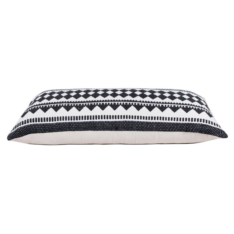 HomeRoots 14" X 36" Black And White 100% Cotton Geometric Zippered Pillow