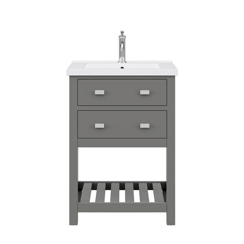 Viola 24 In. Ceramic Sink Top Vanity in Espresso with Single Faucet - Cashmere Grey