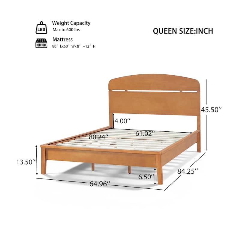 Christopher Knight Home - Rubber Wood Platform Bed with Curved Headboard