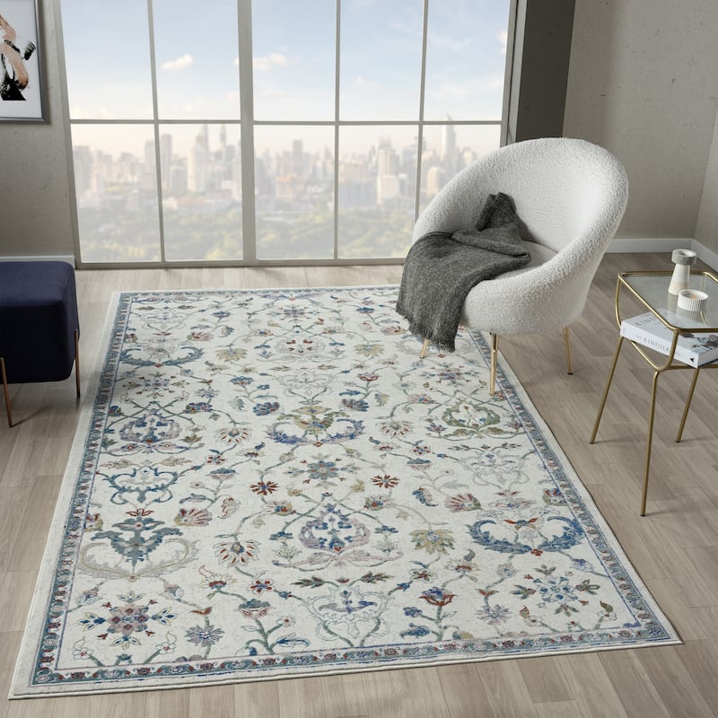 Gaia Traditional Floral Damask Performance Indoor Area Rug by Sevita