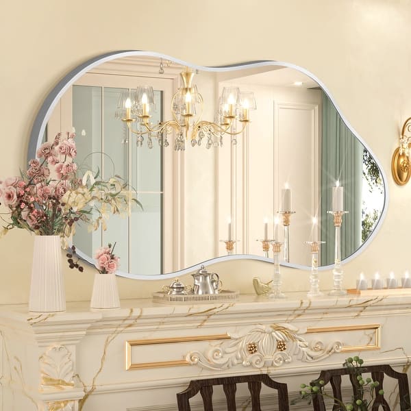 Irregular Wall Mirror Asymmetrical Decorative Wall Mirror - 24x36 - Silver