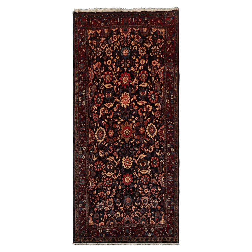 5'3''x11'5'' Hand Knotted Wool Midnight Blue Malayer Traditional Rug - 5' 3'' x 11' 5''