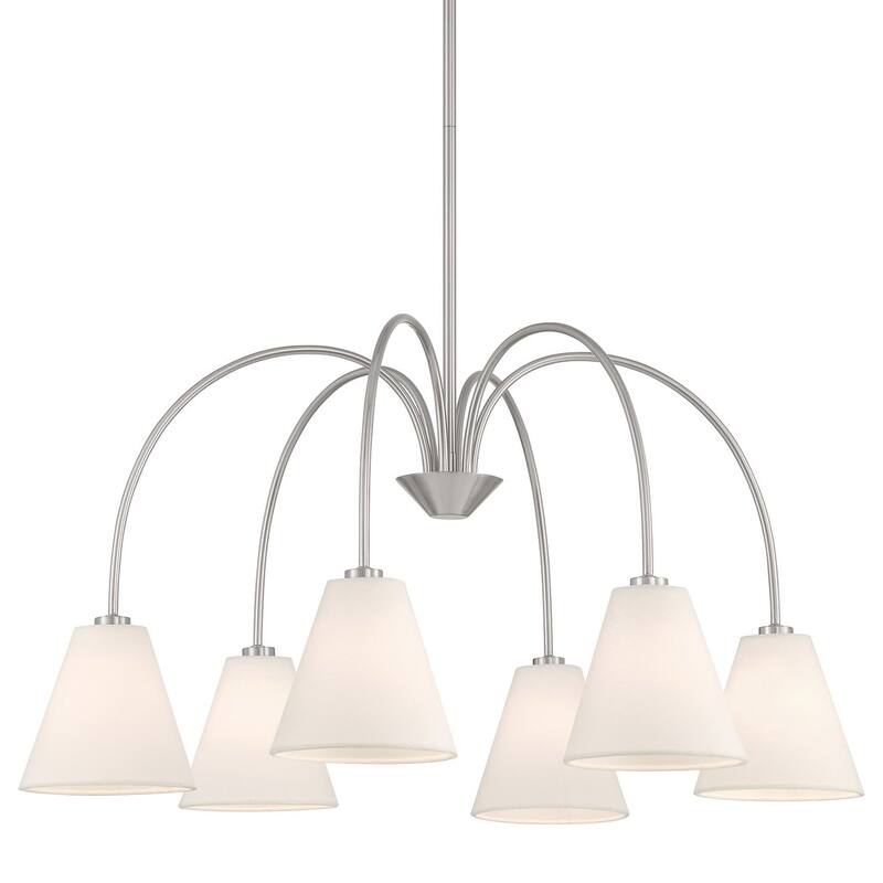 Bellevue SHCH28848 6 Light 30" Wide Chandelier with Linen Shades - Brushed Nickel
