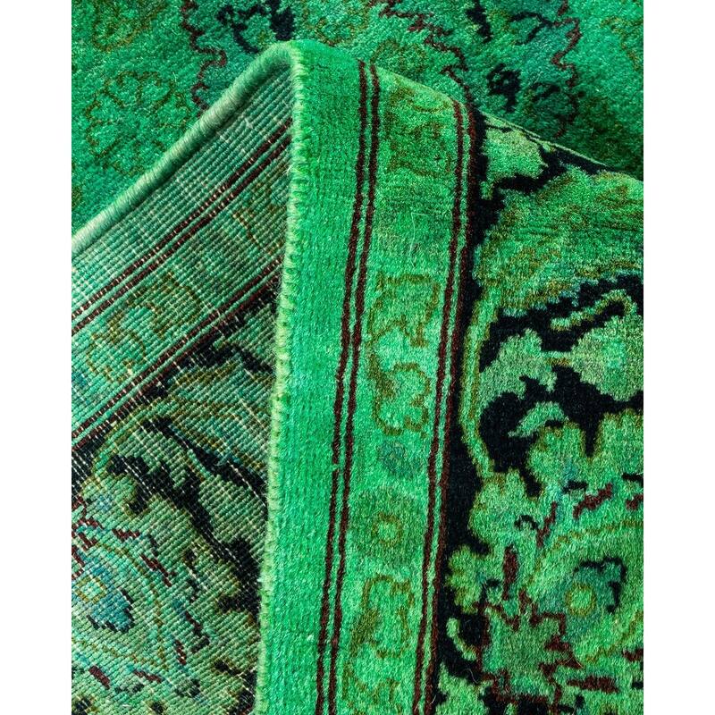 Overton Hand Knotted Wool Vintage Inspired Modern Contemporary Overdyed Green Area Rug - 3' 0" x 5' 2"