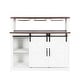 preview thumbnail 7 of 9, White Sliding Door Coffee Bar Cabinet Sideboard with Wine Bottle Rack
