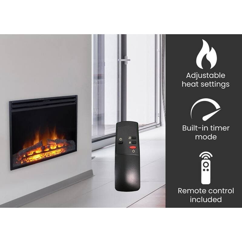 Hanover Fireside 28-In. Freestanding 5116 BTU Electric Fireplace Heater Insert with Remote Control and Timer - 28 Inch