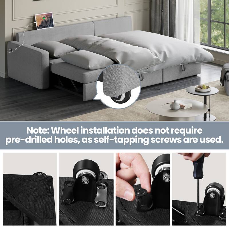 Yaheetech L-Shaped Reversible Sectional Sofa with Pull Out Bed & Storage - 83"x 57.5"x33"
