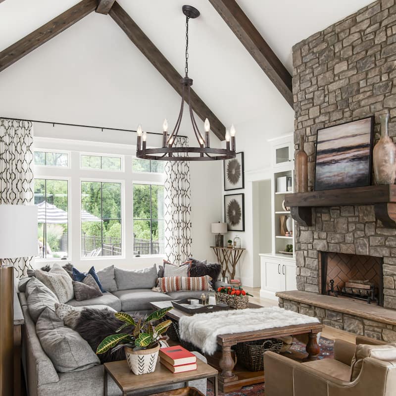 8-Light W23.6" x H82.67" Vintage Rustic Wagon Wheel Chandelier for Living Room