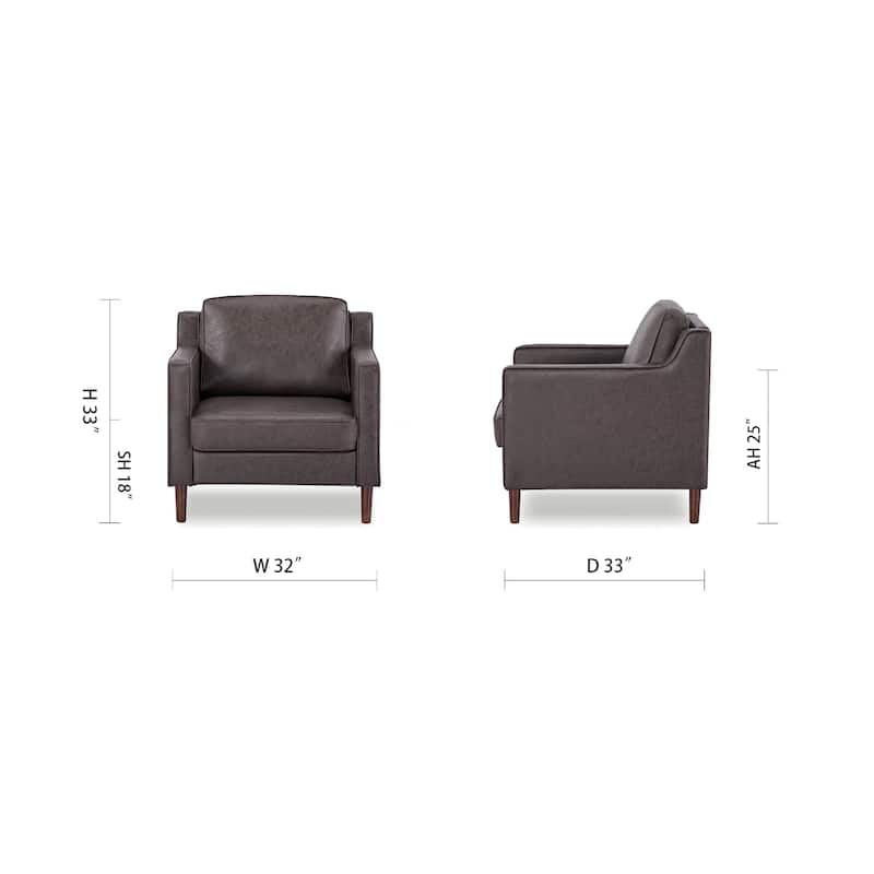 Artdeco Home - Sedona Modern Accent Chair, Faux Linen / Vegan Leather Armchair