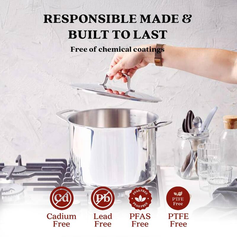 Alva Maestro 5-Ply Stainless Steel Cookware Set - Non-Toxic Pots & Pans