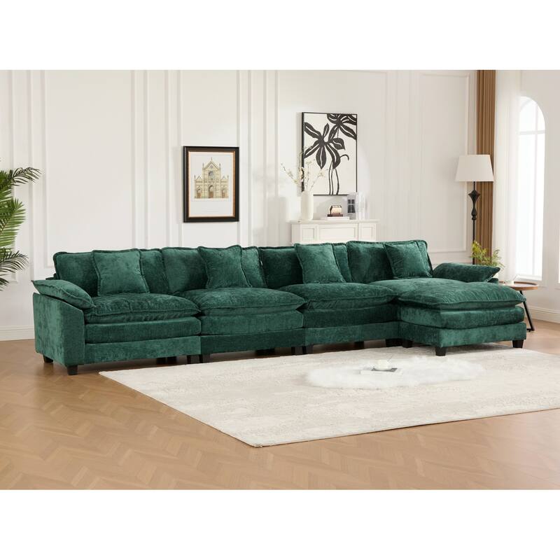 GDF Studio - Sandy Comfort Modern Upholstered Sectional Sofa with Double-Layer Chenille Cushions