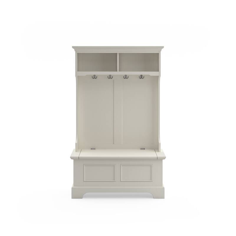 Homestyles Naples Off-White Wood Hall Tree - 40" x 19" x 64"