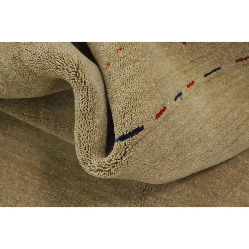 Hand Knotted Oriental 100% Wool Carpet Tribal Animal Pictorial Beige & Ivories Gabbeh Area Rug - 7' 11'' X 7' 9''