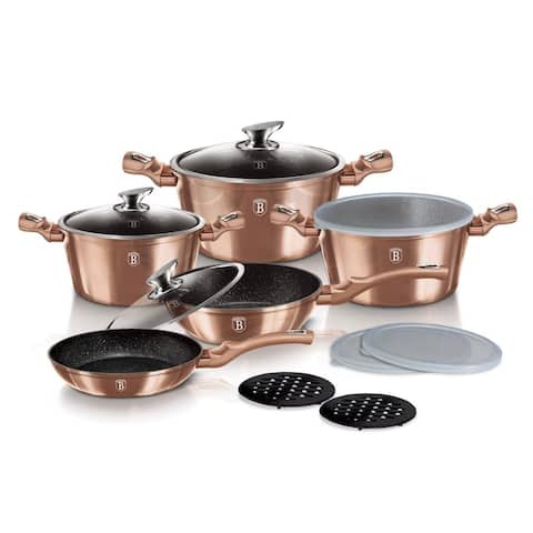 Berlinger Haus 13-Piece Kitchen Cookware Set, Rose Gold Collection