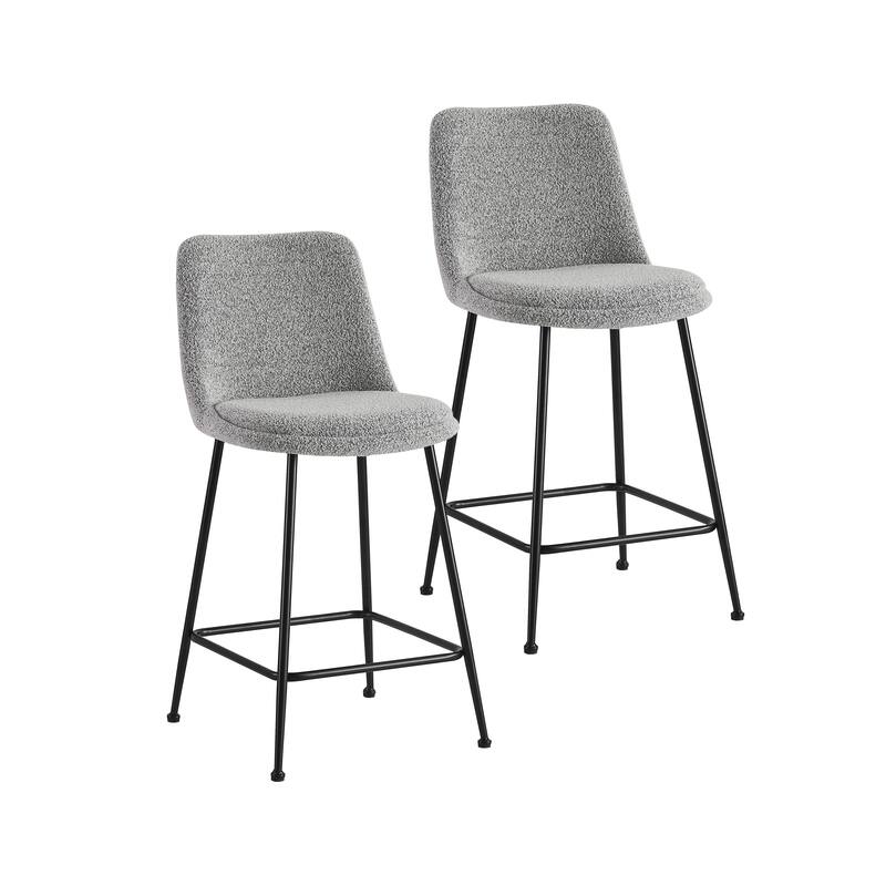 Porthos Home Teo Fabric Armless Counter Stools with Steel Legs, Set of 2 - Grey