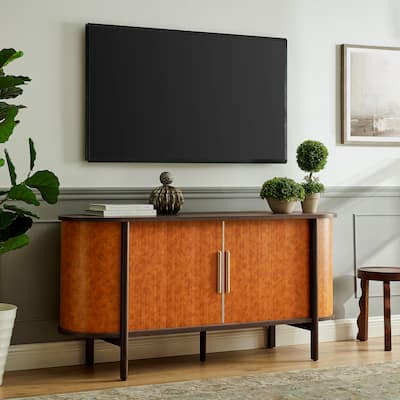 Coralie Curved Vegan Leather Oval Sideboard