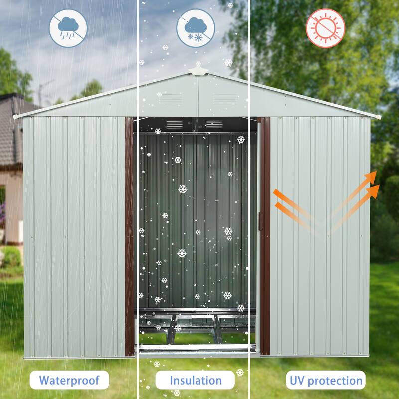 Rust-proof Metal Garden Shed with Lockable Sliding Door, Waterproof Storage Shed Tool Shed, Corrosion-Resistant