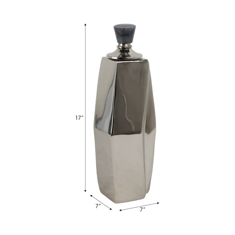 Aluminum Marble Vase Geometric Sculptural Bold Angular Design Interior