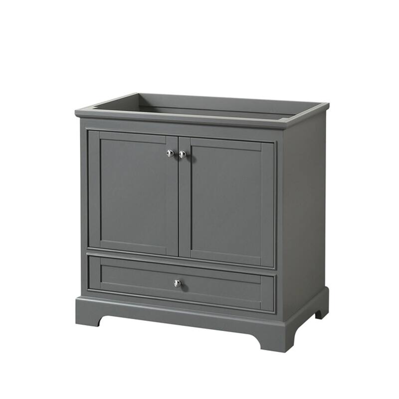 Wyndham Collection Deborah 35-1/4" Free Standing Single Wood Vanity - Dark Gray / Polished Chrome Hardware