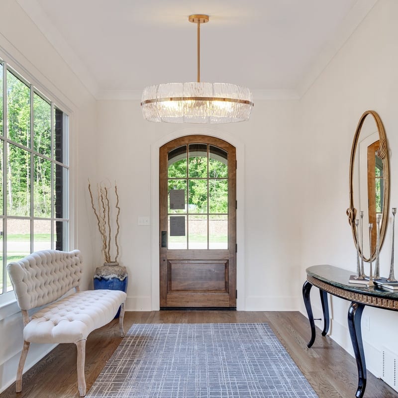 KAWOTI 49.13" 6-Light Glam Pendant Light with Textured Glass.