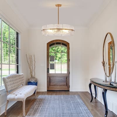 KAWOTI 49.13" 6-Light Glam Pendant Light with Textured Glass.
