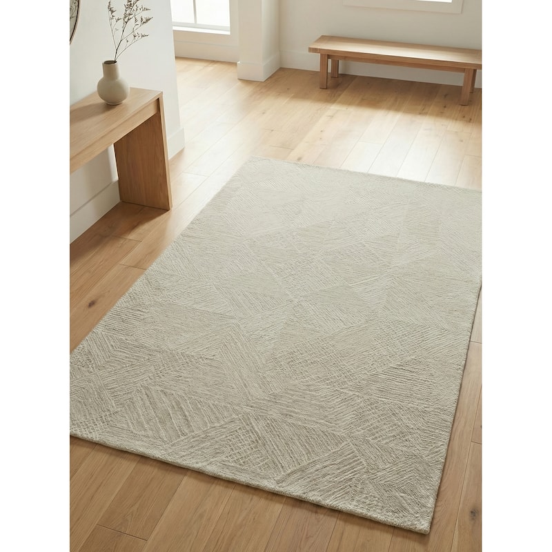 EXQUISITE RUGS Caprice Hand-tufted New Zealand Wool Beige/Ivory Area Rug.