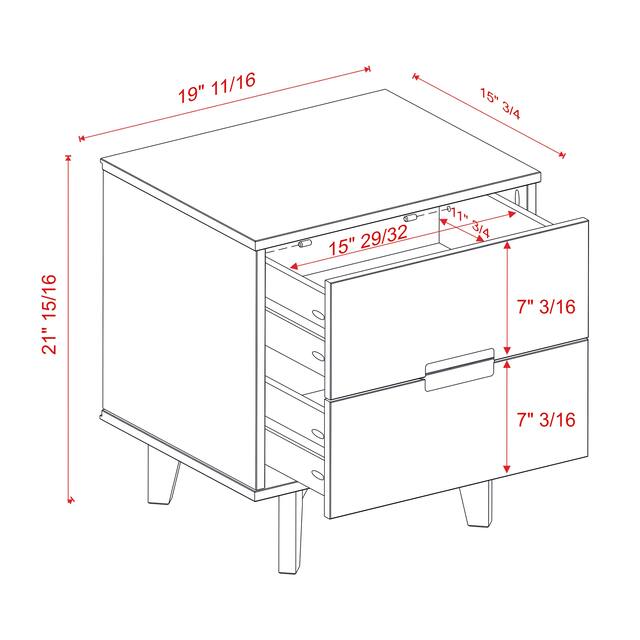 Middlebrook Mid-Century Solid Wood 2-Drawer Nightstand