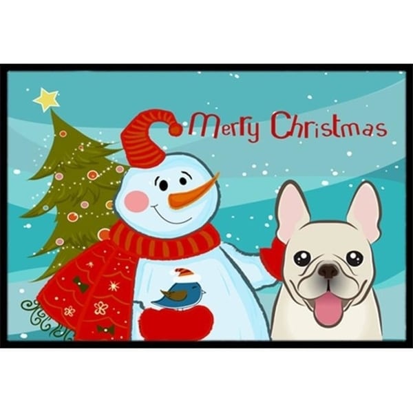 Carolines Treasures BB1858JMAT Snowman With French Bulldog Indoor & Outdoor Mat 24 x 36 in.