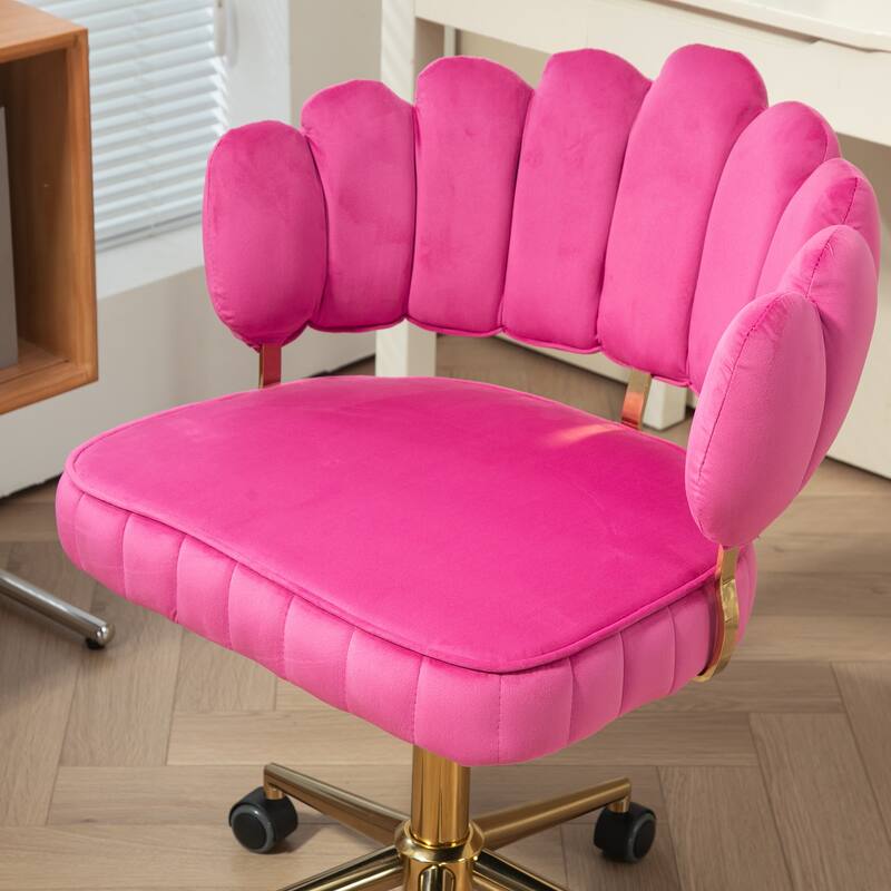 Velvet Home Office Desk Chair, Height Adjustable Task Chair, Armless Single Chair with Wheels, 360° Swivel Vanity Chair - N/A