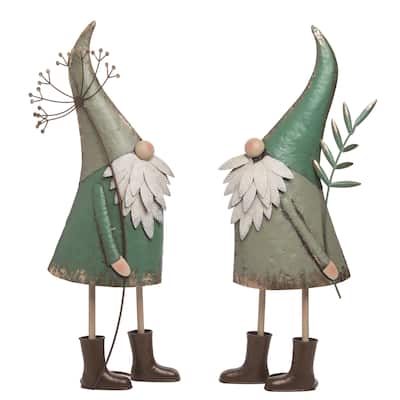 Transpac Metal 27" Green Spring Mystic Gnome Statuette