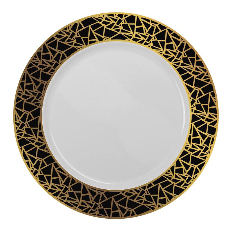 Shiny Mosaic Rim Disposable Plastic Plate Packs - Party Supplies
